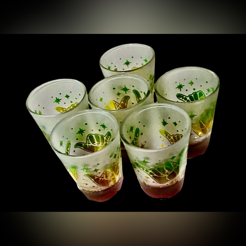 KC Hawaii ~ 6 Hawaiian Shaka 🤙🏻 Shots Glasses 
New